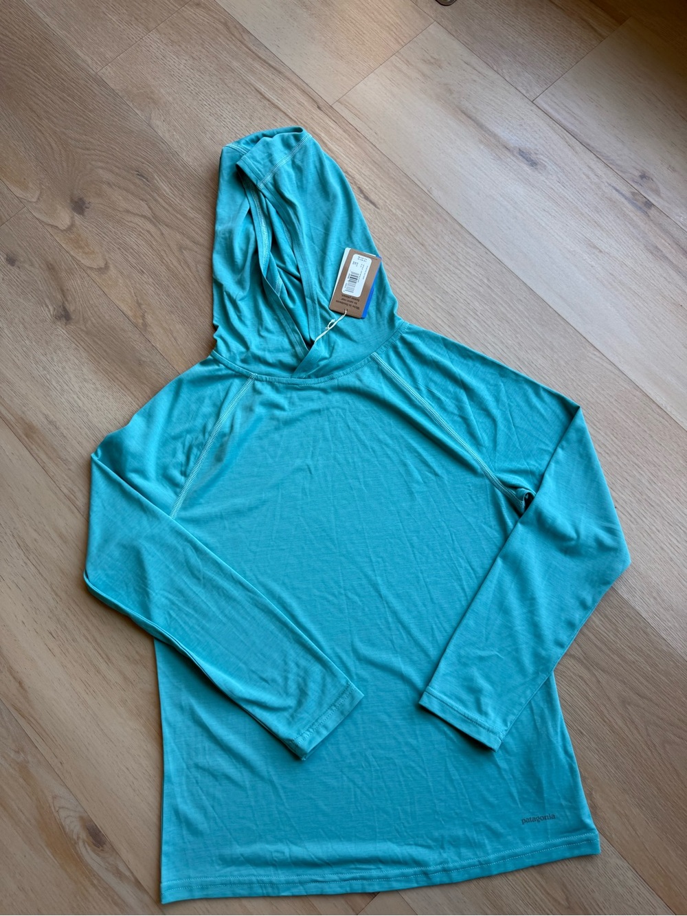 Patagonia Teal Hooded Long Sleeve Tee for Kids